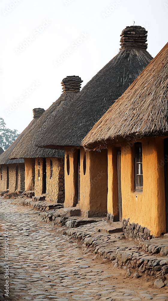 thatched-roof houses