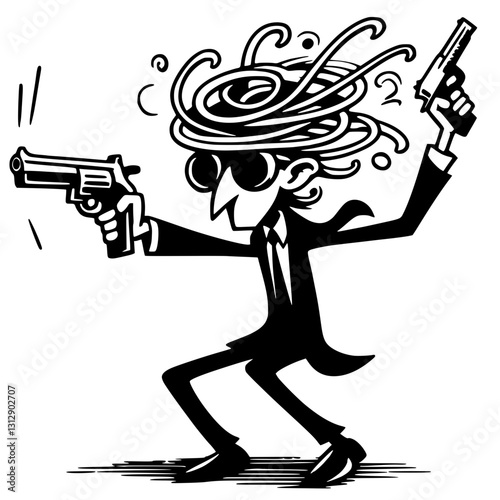 Funny secret agent silhouette