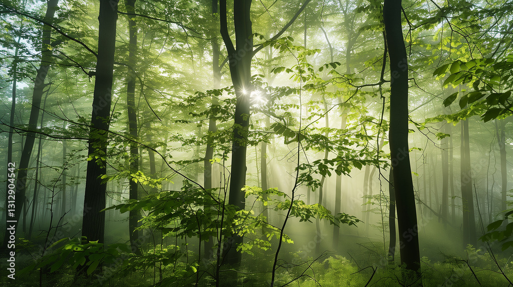 Obraz premium Frühling Morgenstimmung im Wald