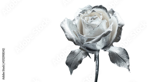 Fototapeta Naklejka Na Ścianę i Meble -  Silver rose blooming with elegance on transparent background