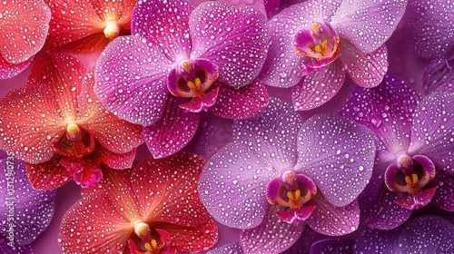 Vibrant orchid and jonquil floral background featuring a textured surface of blossoming flowers showcasing the beauty of nature and plant life in a stunning close-up view