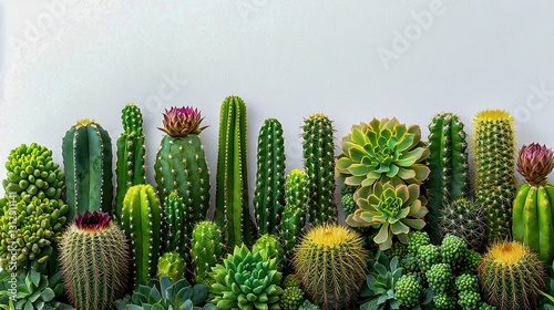 Wallpaper Mural Beautiful big green cactus botanical arrangement on a white background showcasing tropical charm and enhancing your design with a touch of nature and botany elegance. Torontodigital.ca