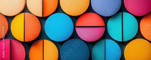 Vibrant visualisation of strategic asset allocation represented through dynamic pie charts and graphs showcasing technology trends and colorful statistics in a unique shape