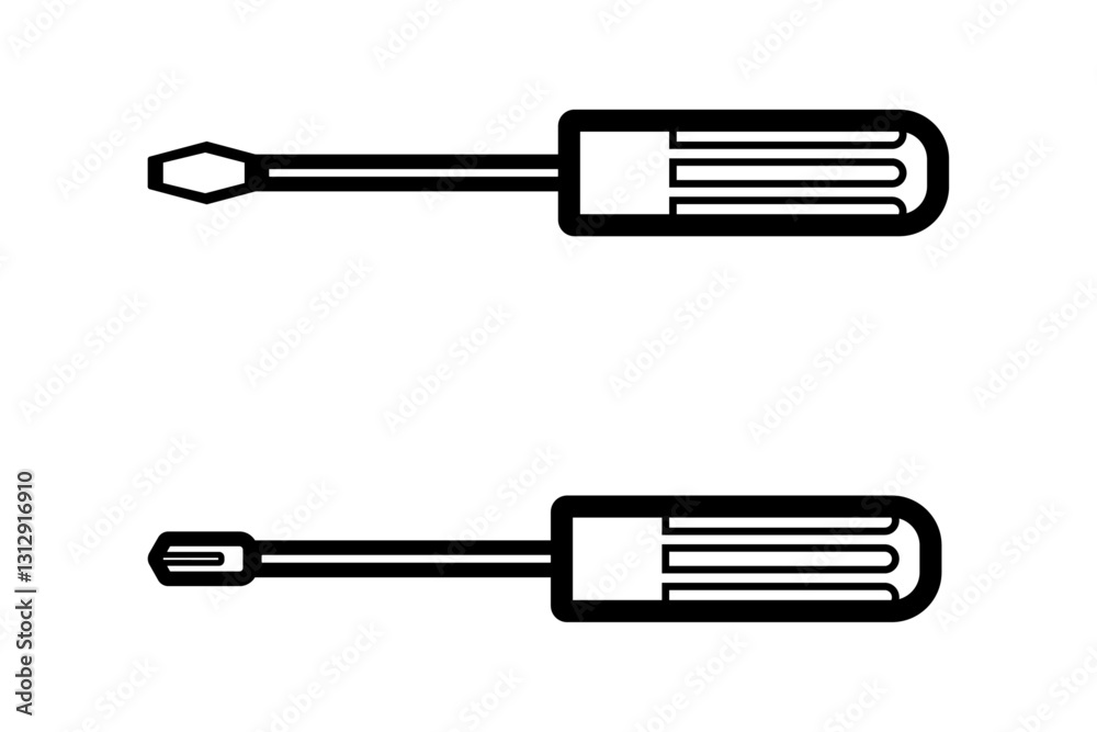 Fototapeta premium Screwdrivers set, Phillips screwdriver and Flat screwdrivers, flat vector icon for apps and websites.