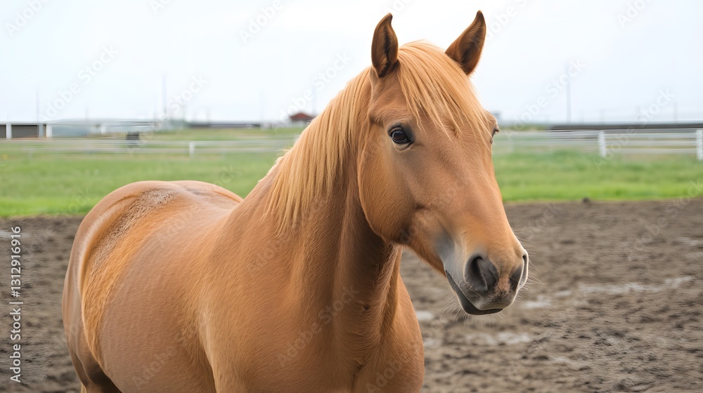Obraz premium Stunning Chestnut Horse Portrait in Pasture