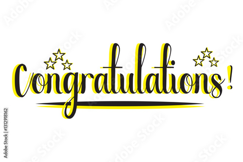 Illustration with calligraphic inscription. Congratulations. Vector element for design.