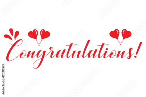 Illustration with calligraphic inscription. Congratulations. Vector element for design.