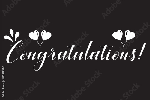Illustration with calligraphic inscription. Congratulations. Vector element for design.