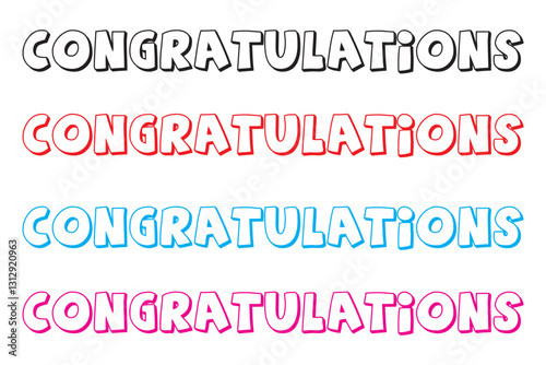 Hand drawn"Congratulations"lettering. Calligraphy text isolated on white background. Vector illustration lettering design.