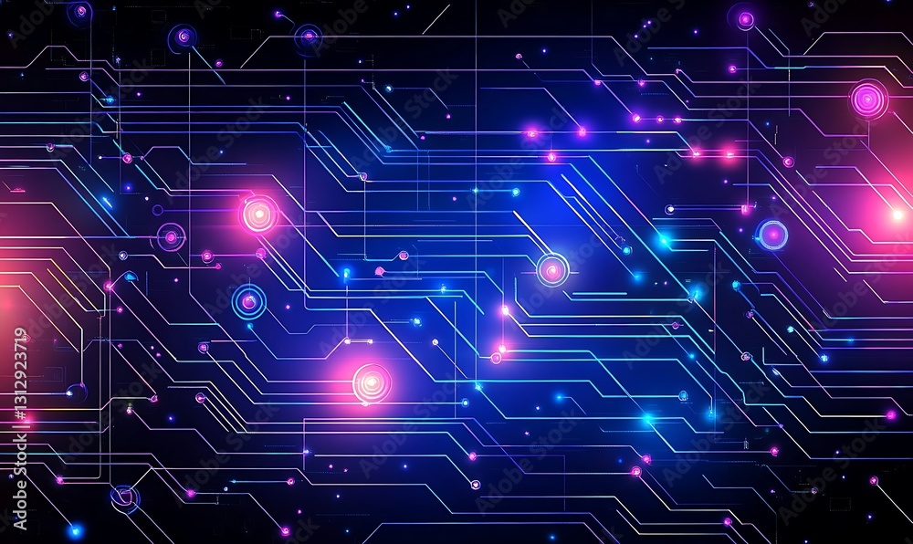 Obraz premium Glowing Circuit Board Abstract Digital Art