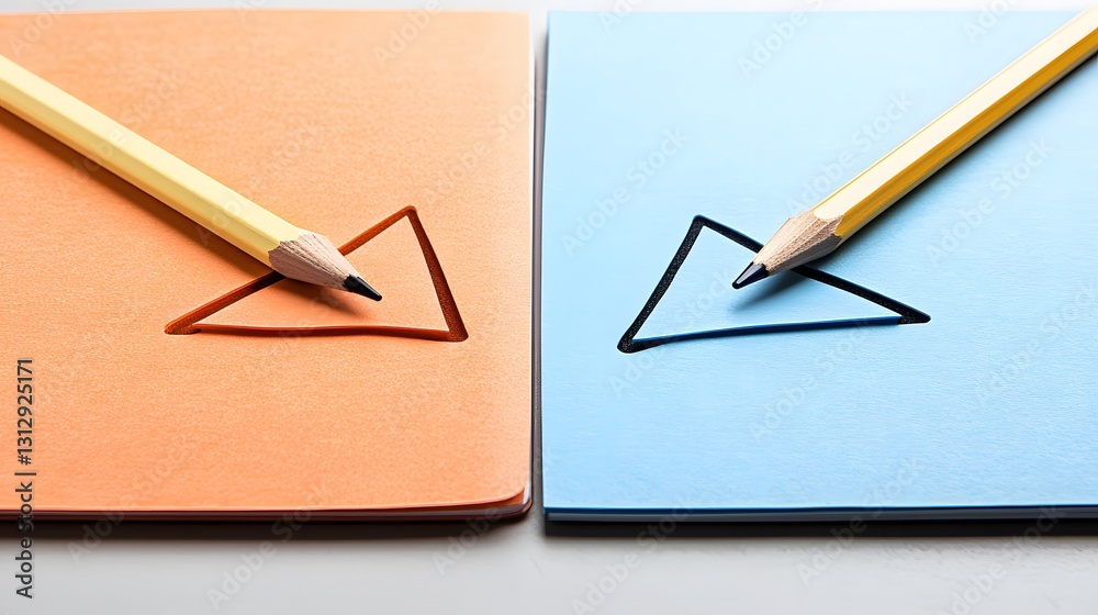 Opposite Directions Arrow Concepts Drawn on Notebooks Opposite Directions Arrow Concepts Drawn on Notebooks