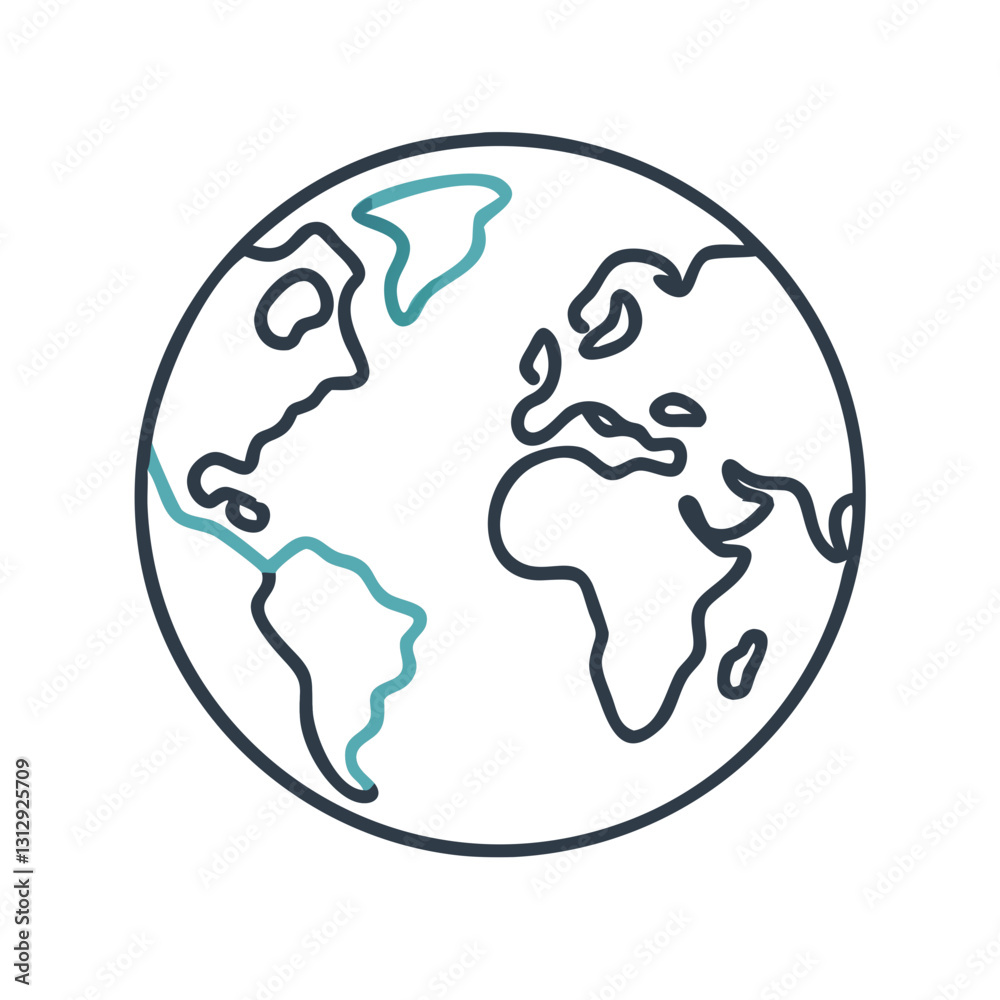 Minimalist Earth globe icons with world map outline. Minimalist Earth globe icons with world map outline.