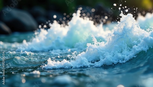 Close-up view of churning water and falling spray , detail, white