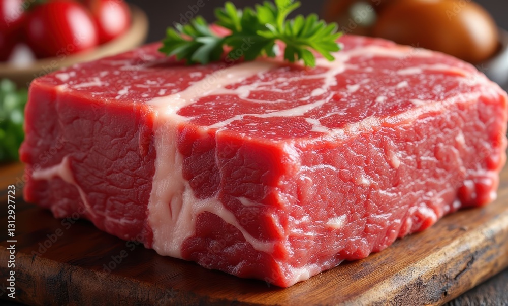Fresh raw beef steak on cutting board Fresh raw beef steak on cutting board