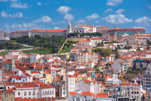 Obraz na płótnie A panoramic view of San Vicente de Fora Monastery in Lisbon, Portugal, located on a hilltop overlooking the city w salonie