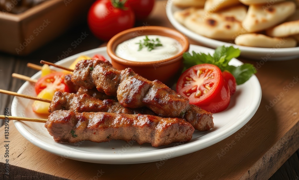Delicious grilled meat skewers