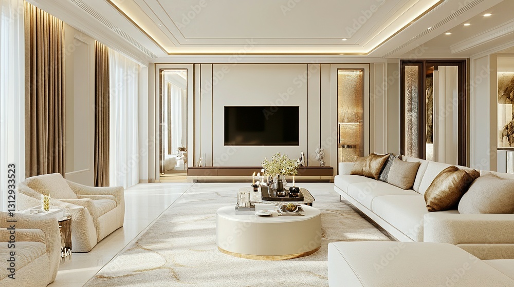 An Elegant Living Room Decorated in Modern Contemporary Design Style An Elegant Living Room Decorated in Modern Contemporary Design Style