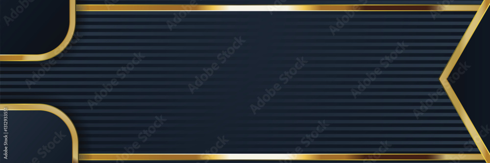 Fototapeta premium Dark navy blue gold stripes elegant design background