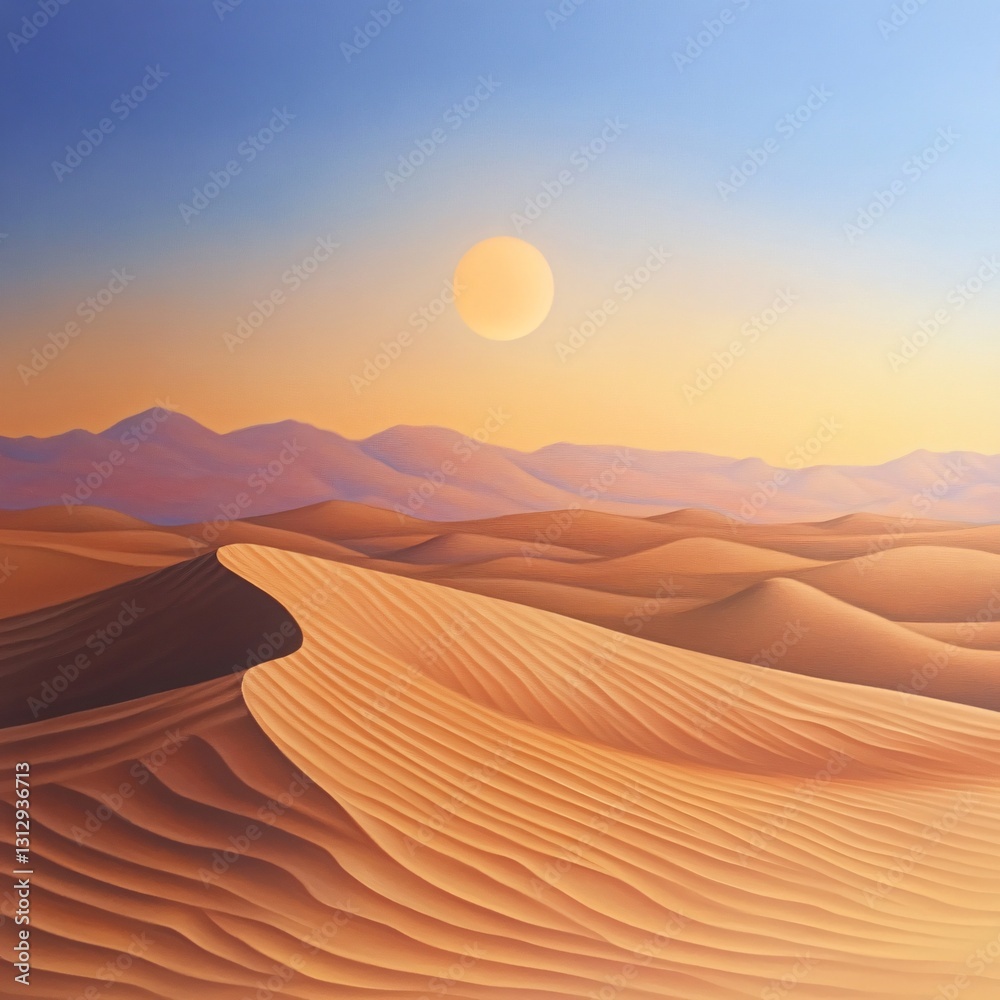 Naklejka premium Professional Landscape Photo of Sunset Over Sand Dunes in the Desert