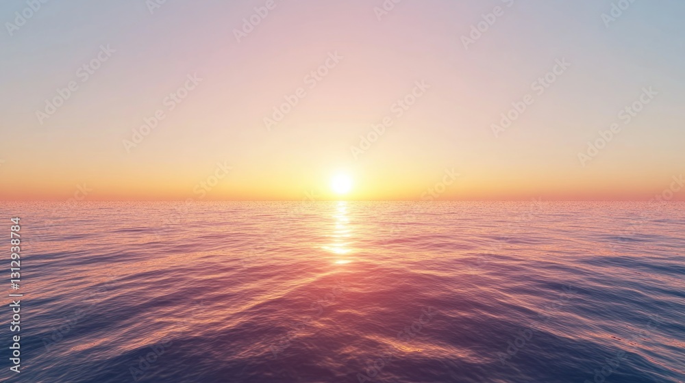 Obraz premium Serene Sunset Over the Tranquil Ocean: A Peaceful Horizon