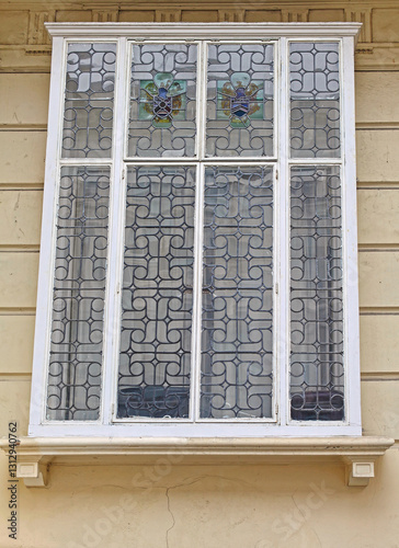 Obraz na płótnie Leaded Glass Leadlights Window at House in London United Kingdom w salonie