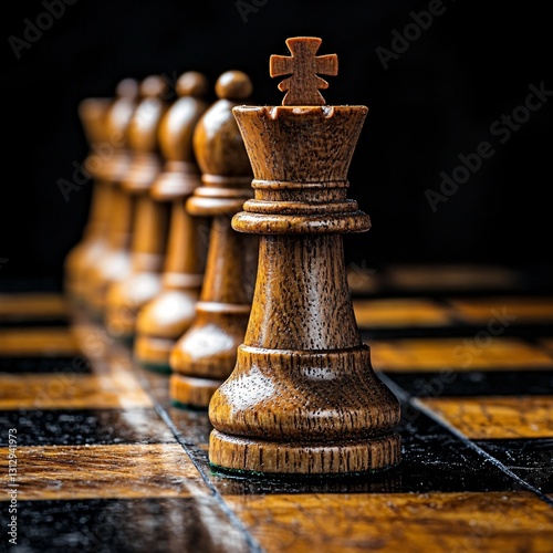 Wooden Chess Figures Business Concept Strategy for Creative and Strategic Thinking