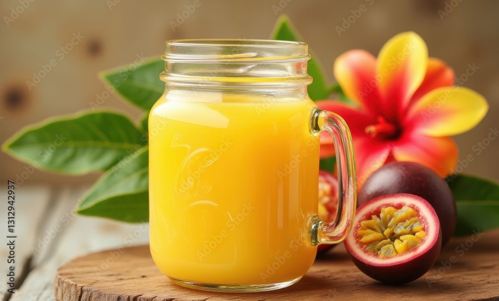 Refreshing tropical juice in a jar Refreshing tropical juice in a jar