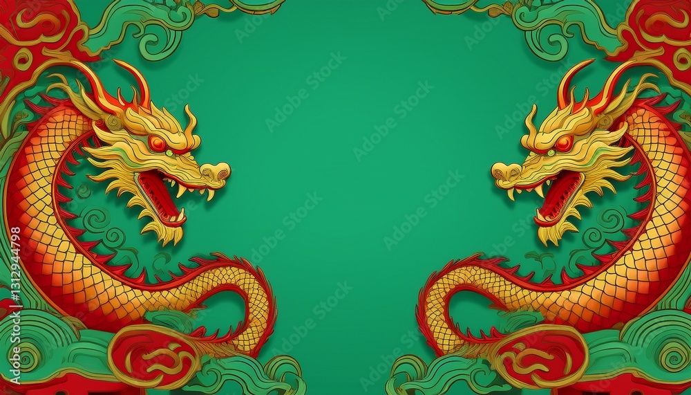creative beautiful border frame of ancient chinese dragon pattern background with copy space creative beautiful border frame of ancient chinese dragon pattern background with copy space