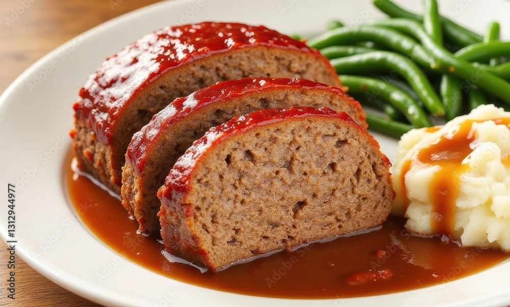 Delicious meatloaf with sides Delicious meatloaf with sides