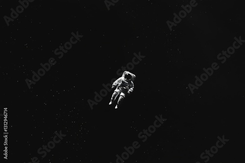 An astronaut performs a spacewalk, drifting in the expansive blackness of space, with twinkling stars creating a mesmerizing backdrop