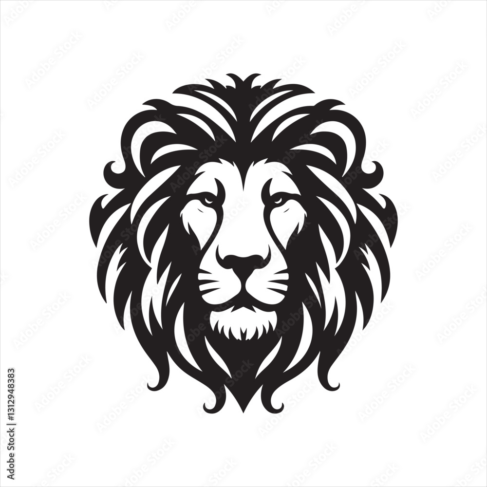 Obraz premium Lion Head Silhouette Vector Art