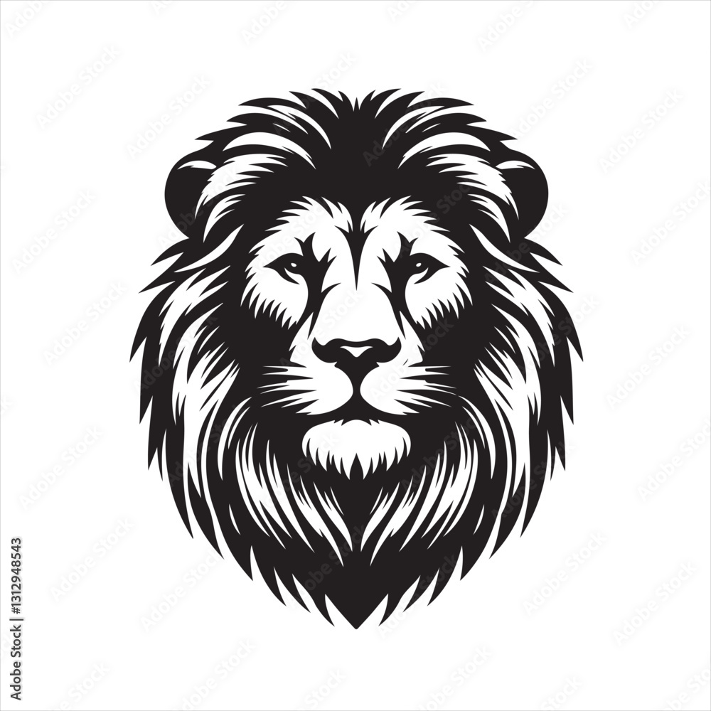 Fototapeta premium Lion Head Silhouette Vector Art
