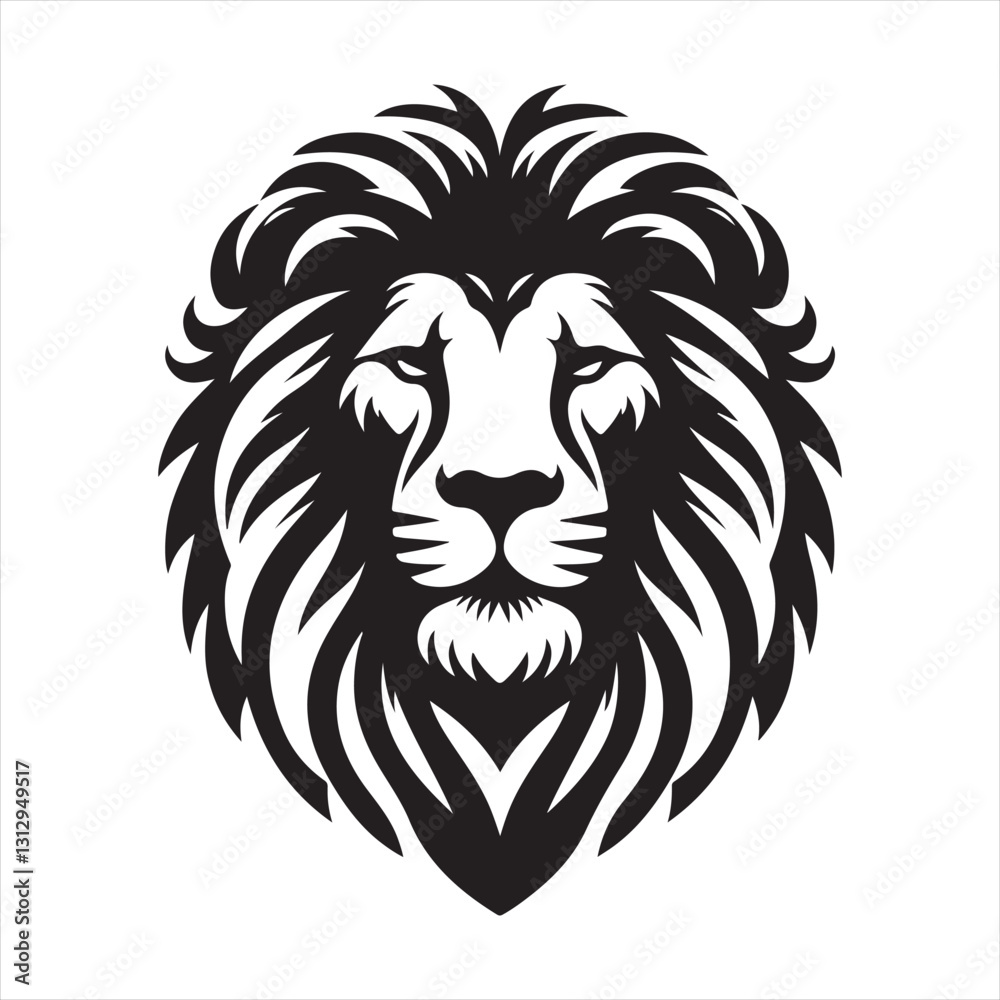 Fototapeta premium Lion Head Silhouette Vector Art