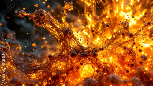  Nitroglycerin Splash with Unstable Decomposition and Shockwave Ripples 