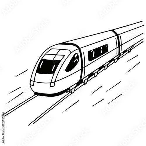 speeding train on a white background