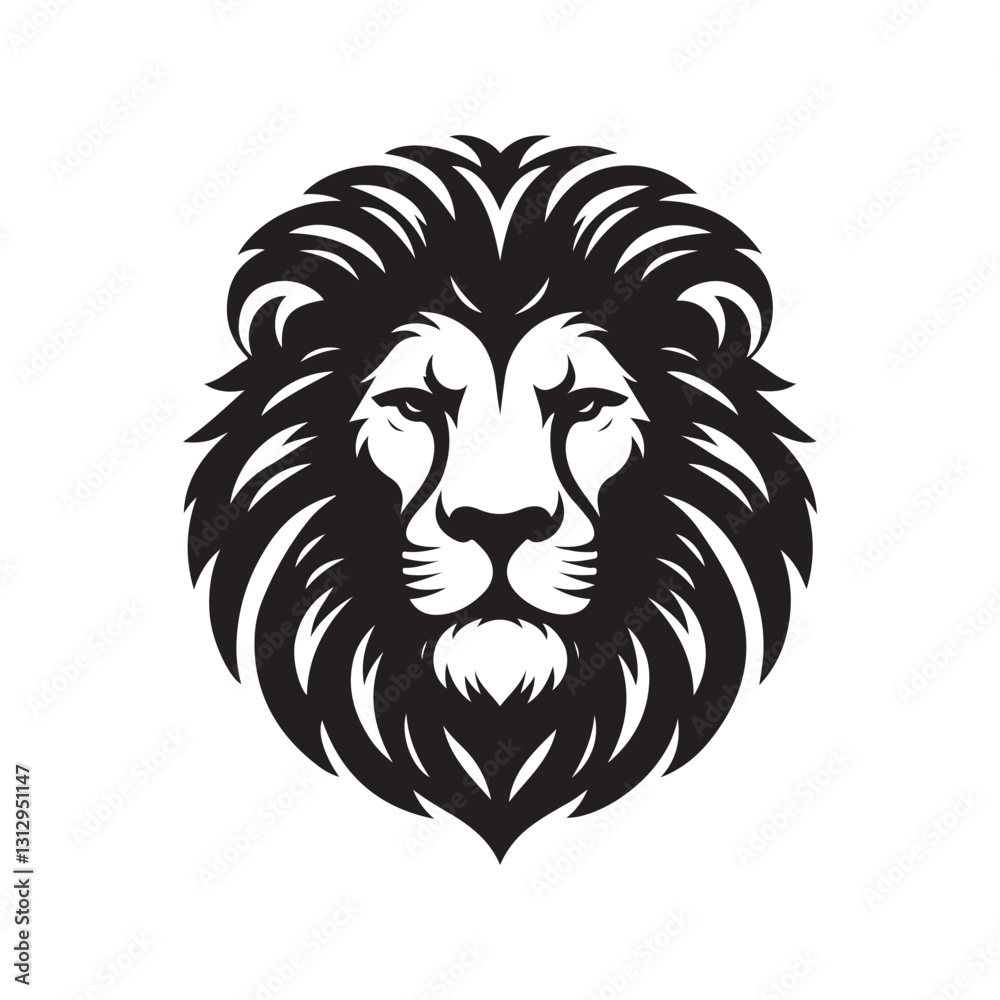 Fototapeta premium Lion Head Silhouette Vector Art