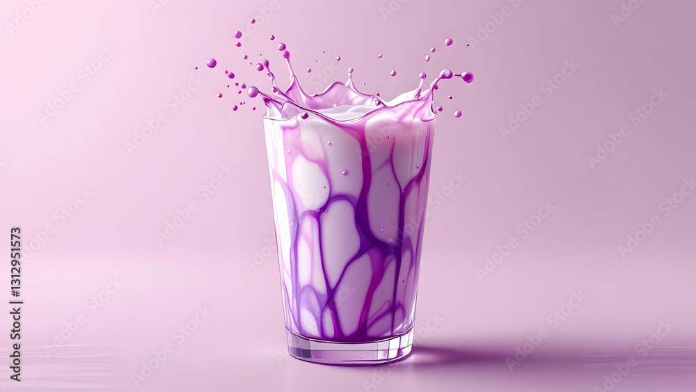 Iced Lavender Latte Splash with Purple Swirls and Velvet Foam Texture Iced Lavender Latte Splash with Purple Swirls and Velvet Foam Texture