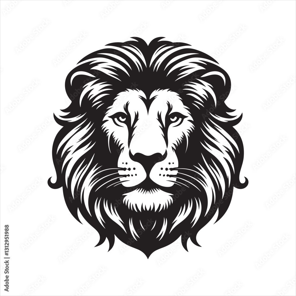 Obraz premium Lion Head Silhouette Vector Art