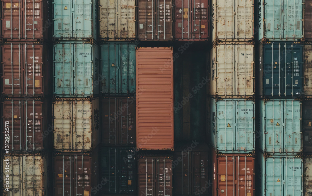 Fototapeta premium Aerial View of a Cargo Shipping Yard with Diverse Containers
