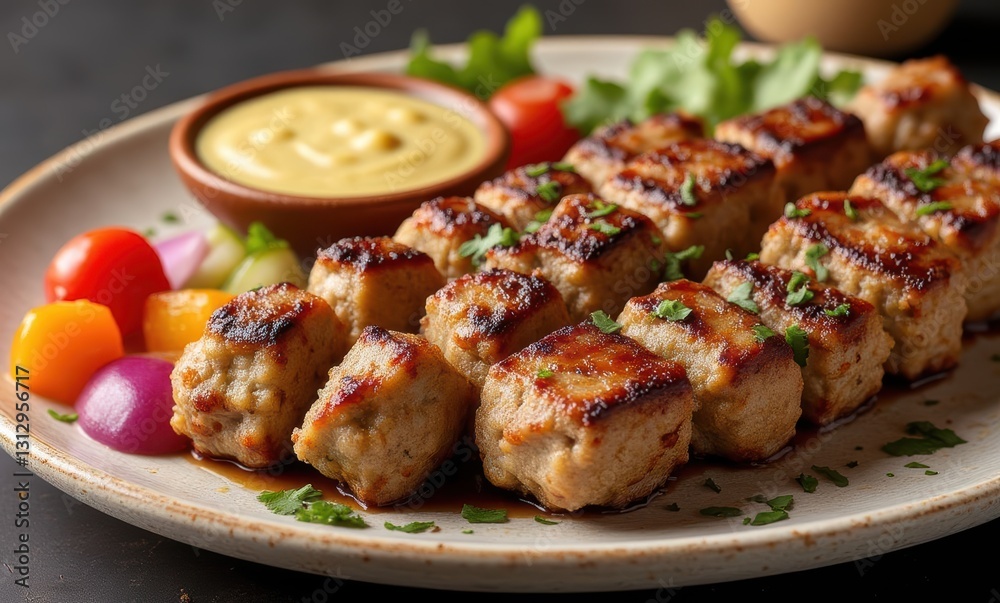 Delicious grilled meat skewers