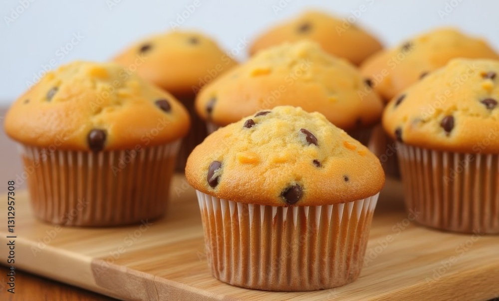 Freshly baked chocolate chip muffins Freshly baked chocolate chip muffins