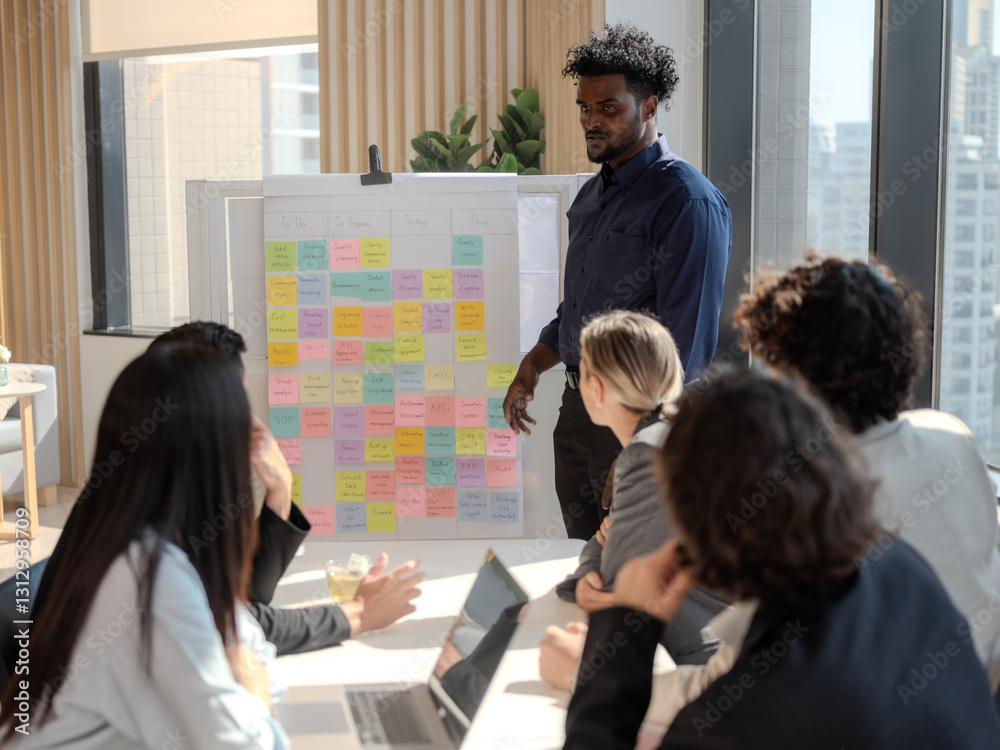 Diverse Business Team Collaborating During a Group Meeting modern office setting,