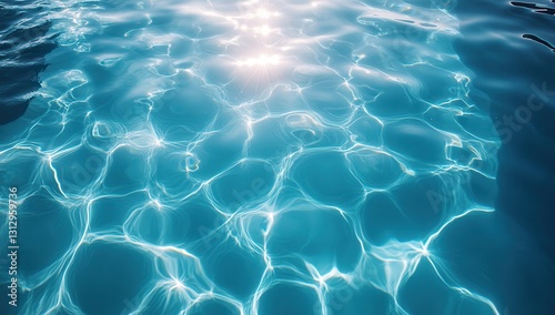 Clear Blue Water Surface with Sunlight Reflections Creating Beautiful Wave Patterns Perfect for Relaxation and Summer Vibes in Aquatic Environments