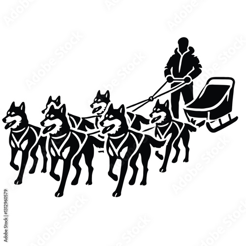 Dog Sled Team Silhouette