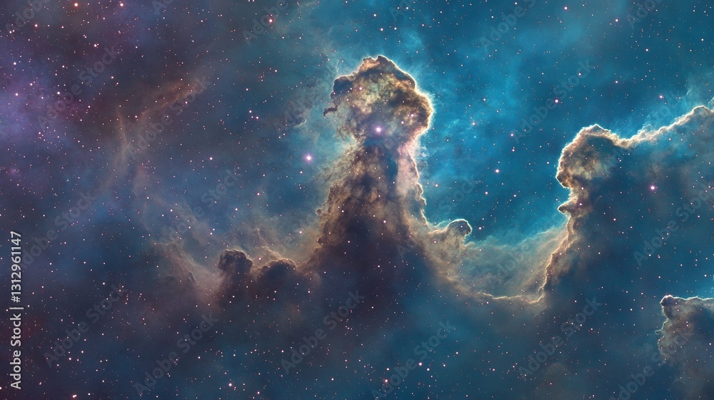 Fototapeta premium Cosmic Nebula Cloudscape, Celestial Starfield Background