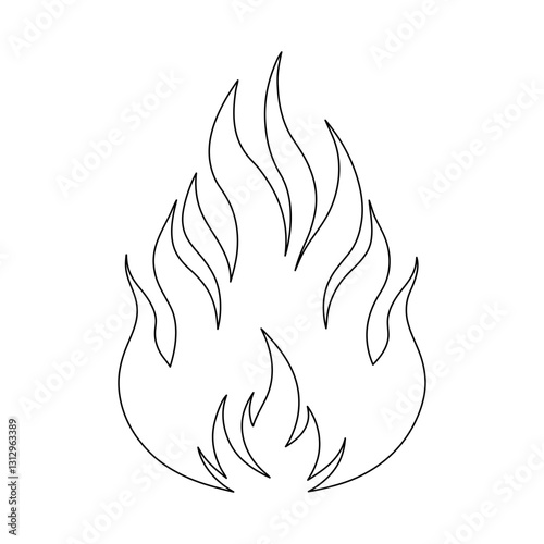 fire flames set.Continuous Single Line Bonfire Illustration - Minimalist Outline Drawing