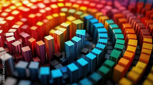 Vibrant Visualisation of Strategic Technology Trends with Colorful Pie Charts and Statistical Representations Shaping a Dynamic Investment Strategy