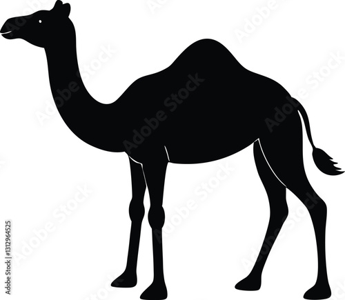 Camel silhouette, Arabian Camel simple flat vector