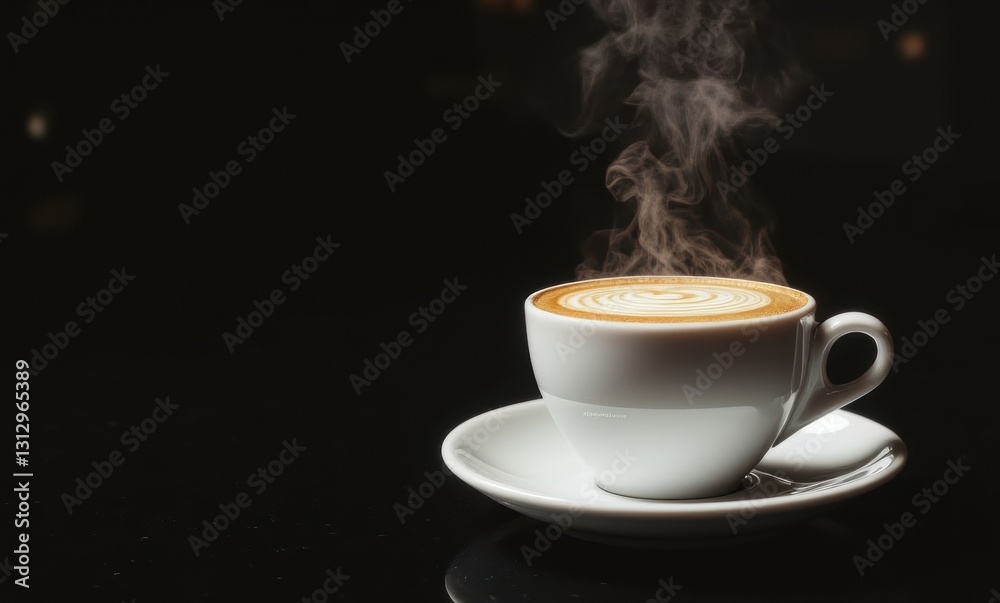 Steaming latte in a white cup Steaming latte in a white cup