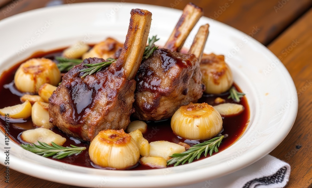 Delicious lamb chops with onions Delicious lamb chops with onions